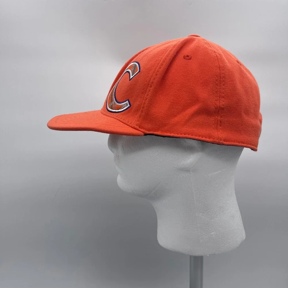Top of the World Clemson Tigers One-Fit Orange Plaid C Logo Stretch Hat OSFA Cap